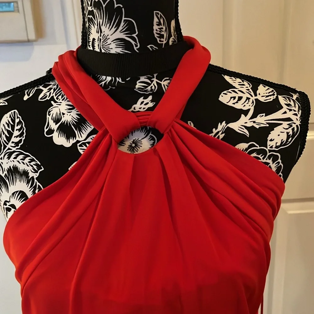 Micheal Kors size Large cherry red sleeveless top key hole back oversized